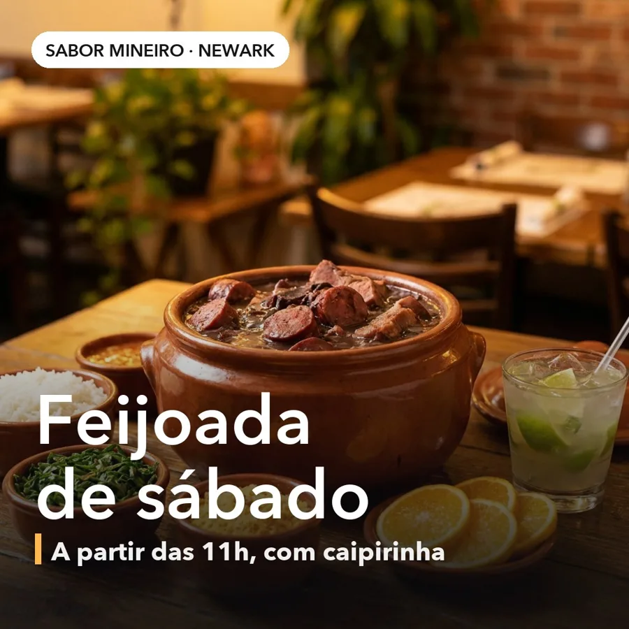 Post de exemplo para um restaurante fictício em Newark: feijoada de sábado