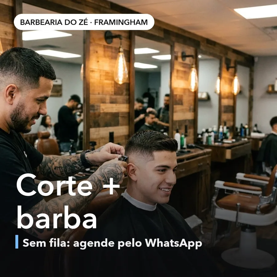 Post de exemplo: Barbearia do Zé, Framingham, corte e barba